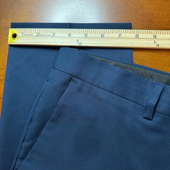 Kenneth Cole Reaction Men's Blue Flat-Front Straight Leg Dress Pants Size 36x30 - Picture 8 of 9
